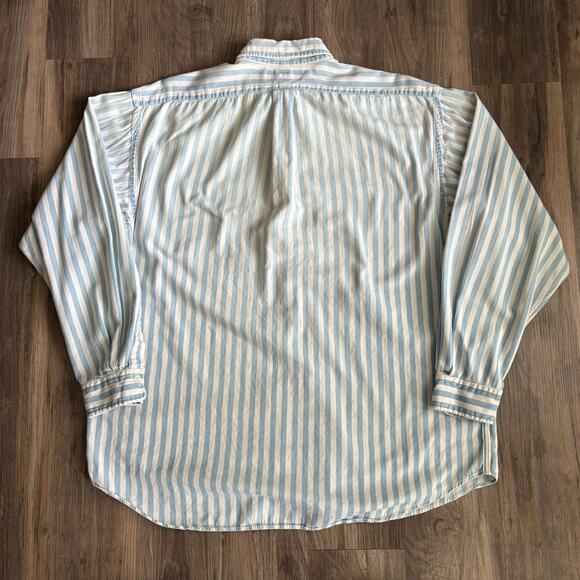 Vintage Polo Ralph Lauren Button Up Striped Shirt Blue White Size XL Over Shirt - Picture 5 of 6